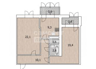 Продается двухкомнатная квартира, 69 м2, Уфа, улица Октябрьской Революции, 62/1