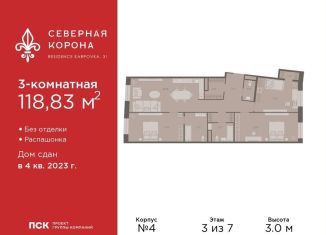 Продается трехкомнатная квартира, 118.8 м2, Санкт-Петербург, набережная реки Карповки, 31к1, метро Чкаловская