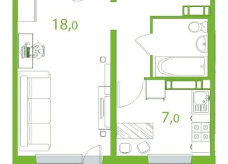 Продажа 1-ком. квартиры, 38.5 м2, Томск, улица Пришвина, 52