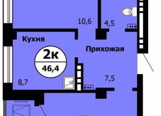 Продажа 2-комнатной квартиры, 46.4 м2, Красноярск, Октябрьский район, Лесопарковая улица, 43к2