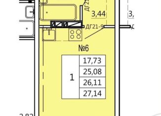 Продаю квартиру студию, 27.1 м2, Курск, Театральная улица, 18