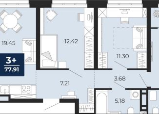 Продается 3-комнатная квартира, 77.9 м2, Тюмень