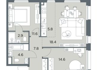 Продам 3-ком. квартиру, 65.7 м2, деревня Поздняково