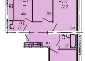 Продажа 3-ком. квартиры, 72 м2, Вологда, Северная улица, 36Г, микрорайон Водники