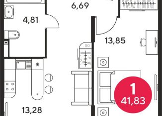 Однокомнатная квартира на продажу, 41.8 м2, Ростовская область