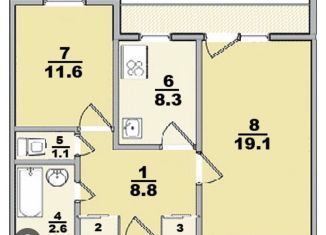 2-комнатная квартира на продажу, 47.5 м2, Челябинск, Прокатная улица, 6, Металлургический район