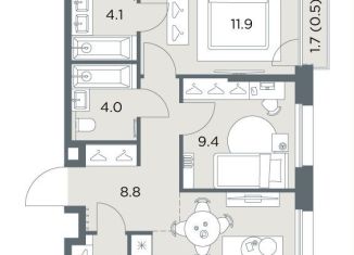 Продажа 2-комнатной квартиры, 55.5 м2, деревня Поздняково