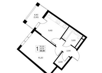 Продаю 1-комнатную квартиру, 34.4 м2, Краснодарский край