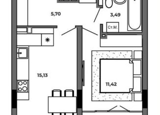 1-ком. квартира на продажу, 37 м2, Омск