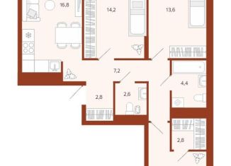 Продается 3-комнатная квартира, 80.3 м2, Тюмень