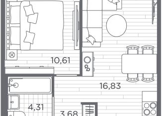 Продается 1-ком. квартира, 35.4 м2, Санкт-Петербург, Московский район