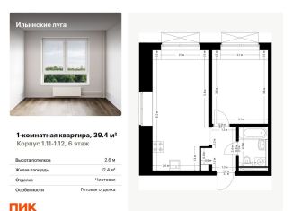 Продается 1-ком. квартира, 39.4 м2, посёлок Ильинское-Усово, Заповедная улица, 9