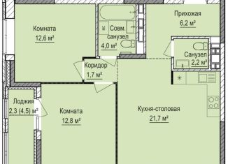 Продаю 2-комнатную квартиру, 61.2 м2, Ижевск, Устиновский район, жилой комплекс Норвежский Лес, 20