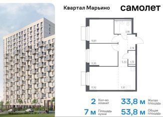 Продается 2-комнатная квартира, 53.8 м2, поселение Филимонковское, жилой комплекс Квартал Марьино, к1