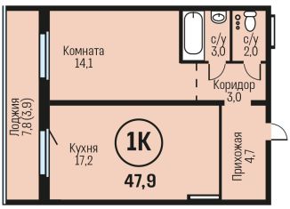 Однокомнатная квартира на продажу, 47.9 м2, рабочий поселок Южный, Южный тракт, 15к5