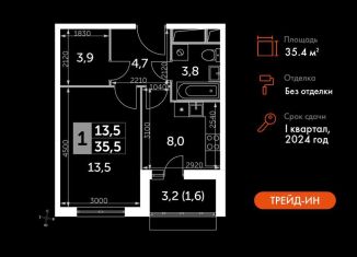 Продажа 1-ком. квартиры, 35.4 м2, посёлок Развилка, Римский проезд, 13