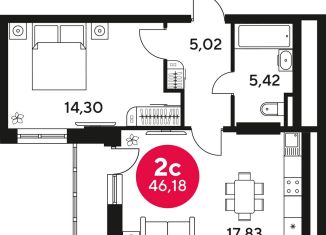 Продаю 1-комнатную квартиру, 46.2 м2, Ростовская область