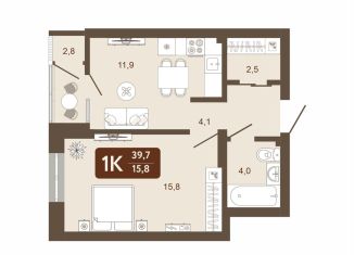 Продам 1-комнатную квартиру, 39.7 м2, Кемеровская область