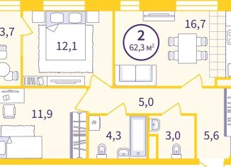 Продажа двухкомнатной квартиры, 60.4 м2, Екатеринбург, метро Уральская, Проходной переулок, 1А