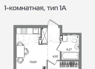 Продажа 2-комнатной квартиры, 45.4 м2, Новосибирск, Выборная улица, 133/1, метро Золотая Нива