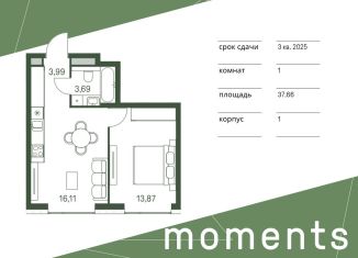 Продается однокомнатная квартира, 37.7 м2, Москва, станция Покровское-Стрешнево, 3-й Красногорский проезд, 5