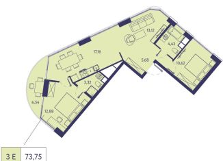 Продаю 3-комнатную квартиру, 73.8 м2, посёлок городского типа Ливадия