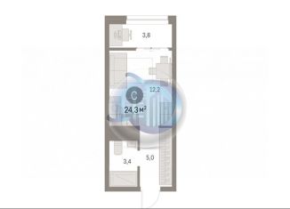 Продам квартиру студию, 24.3 м2, деревня Сапроново, Калиновая улица, 1