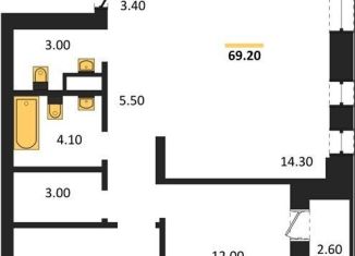 Продажа 2-комнатной квартиры, 69.2 м2, Новосибирск, метро Гагаринская, улица Брестская Горка, 8