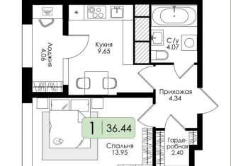 Продаю 1-комнатную квартиру, 36.4 м2, Тула, Пролетарский территориальный округ