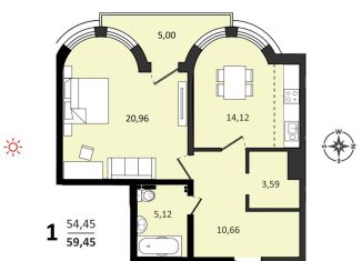 Продается однокомнатная квартира, 59.5 м2, Хабаровск