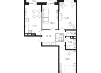 Продаю 3-комнатную квартиру, 84.7 м2, Крым