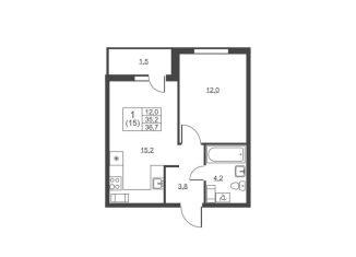 Продажа 1-ком. квартиры, 36.7 м2, Ленинградская область