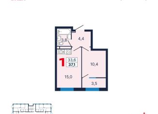 Продажа 1-комнатной квартиры, 37.1 м2, Екатеринбург, метро Уральская, Проходной переулок, 1А