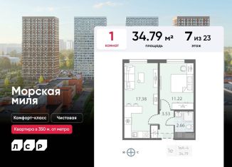 Продаю 1-комнатную квартиру, 34.8 м2, Санкт-Петербург, ЖК Морская миля