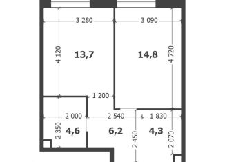 Продажа однокомнатной квартиры, 43.6 м2, Москва, 3-я очередь, к8, Даниловский район