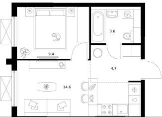 Продам 1-ком. квартиру, 32.3 м2, Москва, 22-й микрорайон, 6.5