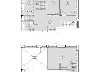 Продается 2-комнатная квартира, 80.4 м2, рабочий посёлок Некрасовский