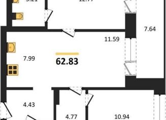 Продаю 2-комнатную квартиру, 62.8 м2, Новосибирск, метро Заельцовская, Игарская улица, 40/2