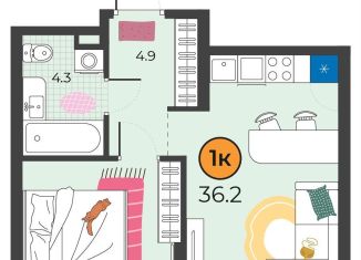 Продажа однокомнатной квартиры, 36.2 м2, Тюмень, Восточный округ, улица Эльвиры Федоровой, 3