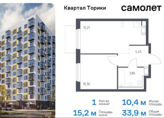 1-ком. квартира на продажу, 33.9 м2, Ленинградская область, жилой комплекс Квартал Торики, к1.1