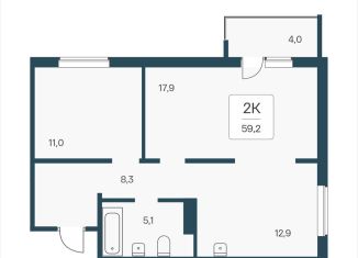 Продам 2-комнатную квартиру, 59.2 м2, посёлок Озёрный, Кедровая улица, 80/3