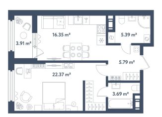 Продаю 1-комнатную квартиру, 55.6 м2, Санкт-Петербург, метро Фрунзенская