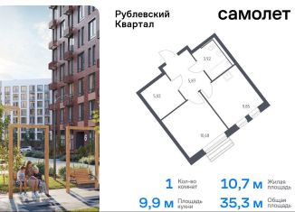 1-комнатная квартира на продажу, 35.3 м2, Московская область