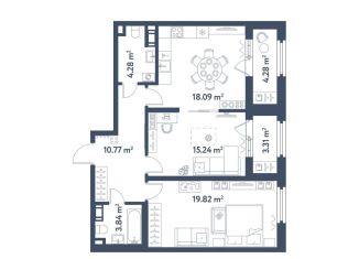 Продается 2-комнатная квартира, 75.8 м2, Санкт-Петербург, Московский район