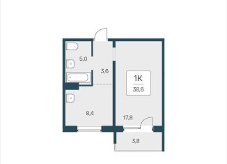 Продается однокомнатная квартира, 38.6 м2, Новосибирск