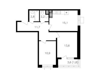 Продаю 2-комнатную квартиру, 58.1 м2, Москва