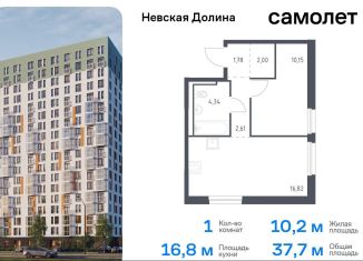 1-комнатная квартира на продажу, 37.7 м2, деревня Новосаратовка, Невская Долина, 1.3