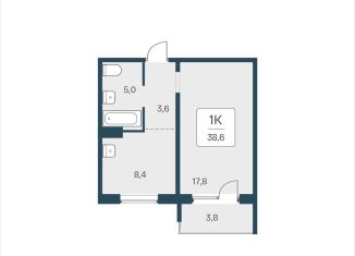 1-ком. квартира на продажу, 38.6 м2, Новосибирск