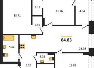 3-ком. квартира на продажу, 84.8 м2, Новосибирск, метро Заельцовская, Игарская улица, 40/2