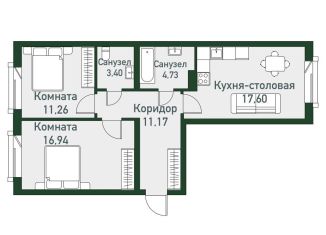 2-ком. квартира на продажу, 82.5 м2, посёлок Западный, Спортивная улица, 12